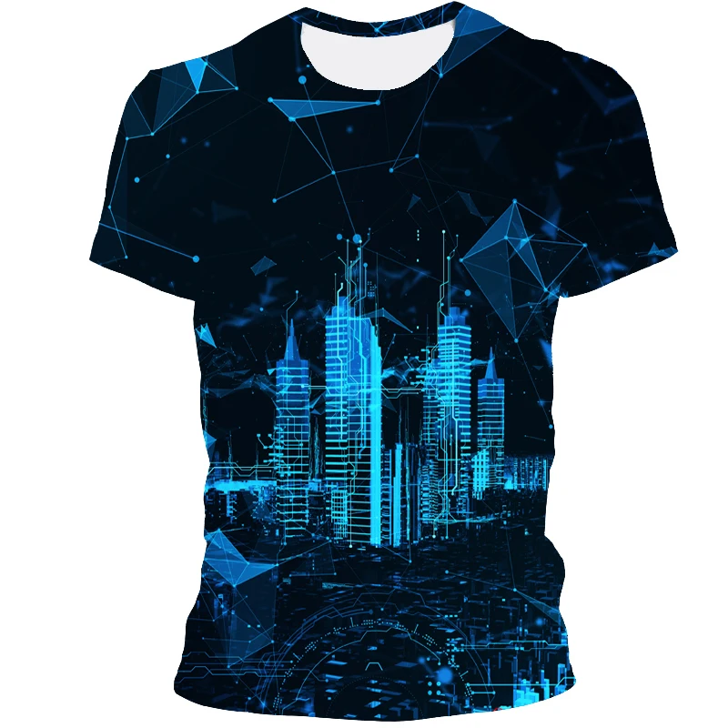 Summer Urban Style Print T-shirt 3D Fashion Natural Scenery Graphic t shirts New Hip Hop Street View Pattern t shirt For Men Top