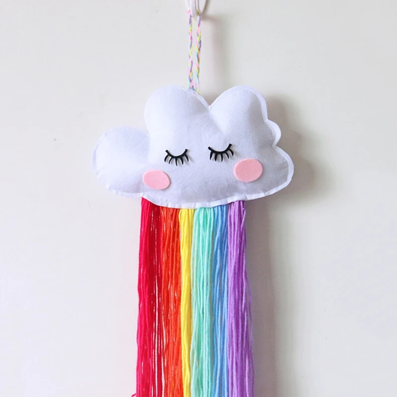 Cloud Rainbow Hairpin Hair Clip Holder Storage Organizer Baby Girl Room Hanging Ornament Hair Accessories Wall Hanging Decor