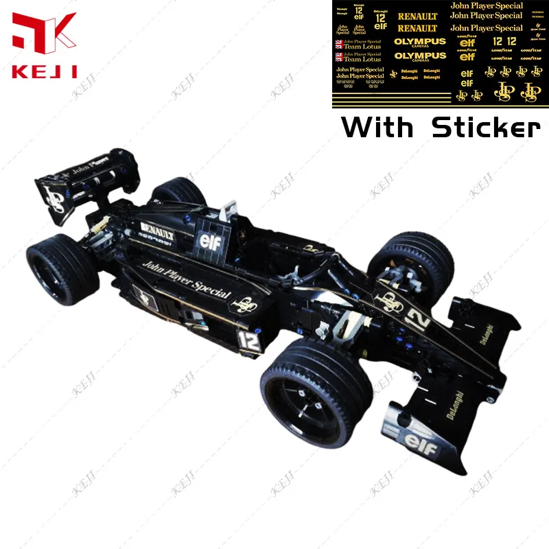 KEJI MOC-70614 John Player Special F1 Racing Sports Car Formula 1 1:8 Model Building Blocks Bricks Kit Adult Toys Christmas Gift