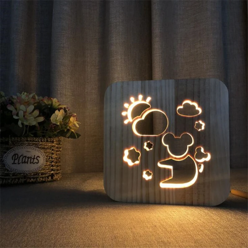 

New Wooden 3D Cute animal koala Baby Night Light for Home bedroom Decor Best animal lamp as gift for koala lovers