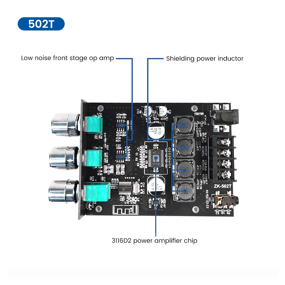 لوح مضخم صوت AIYIMA TPA3116D2 متوافق مع البلوتوث 5.0 مضخم صوت قوة صوت ستيريو مكبر صوت 2x50W