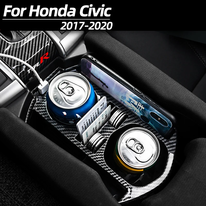 For Honda Civic 10th Gen Central Control Water Cup Special Holder Storage USB Mobile Phone Box Ambient Decoration Car Accessory