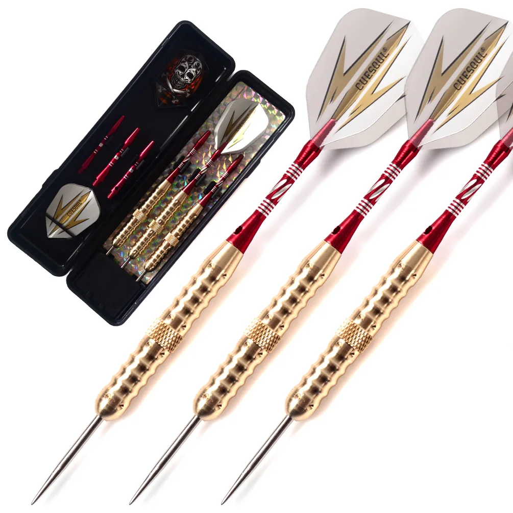 CUESOUL 19/20/22 Grams Steel Tip Darts Brass Barrels Grip Nickle Planting Darts Set with Aluminum Dart Shafts and Dart Case