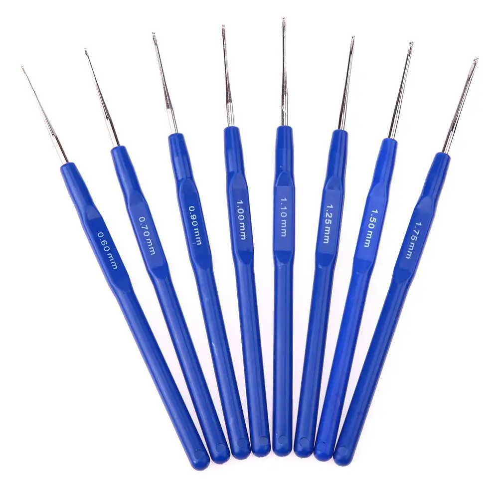 8pcs Small Crochet Hooks Needles Stitches Knitting Craft Case Crochet Set For Needlework 0.6/0.7/0.9/1.0/1.1/1.25/1.5/1.75 mm