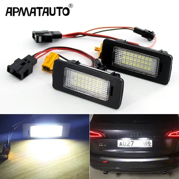 Luz de placa de licença led sem erros canbus, 2 peças branca 12v para audi a1 a3/a4 s4 b8/a5 s5 8t/a6 c7/4g/q3 8u/q5 8r/tt 8j