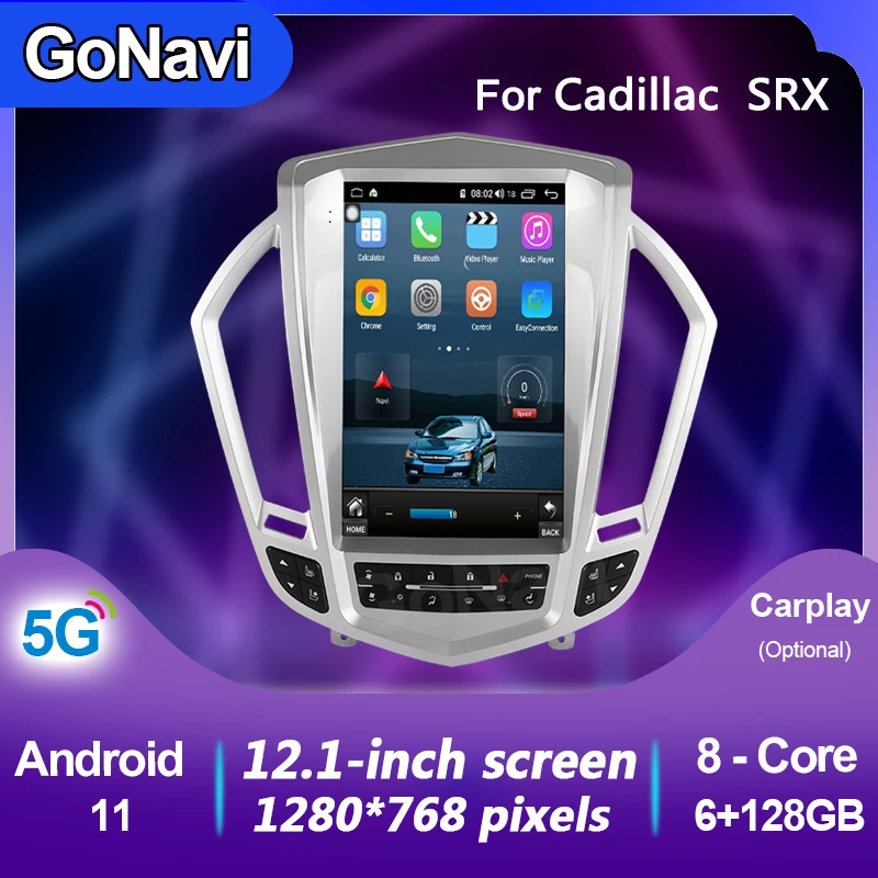 

GoNavi For Cadillac SRX android 11 car radio Central Multimedia intelligent system tonch screen with gps MP5 Navigation carplay