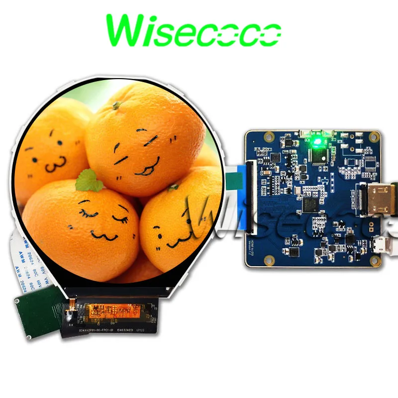 wisecoco Round display 3.4 inch 800x800 ips tft lcd panel circle instruments screen  mipi driver board ILI9881C drive IC