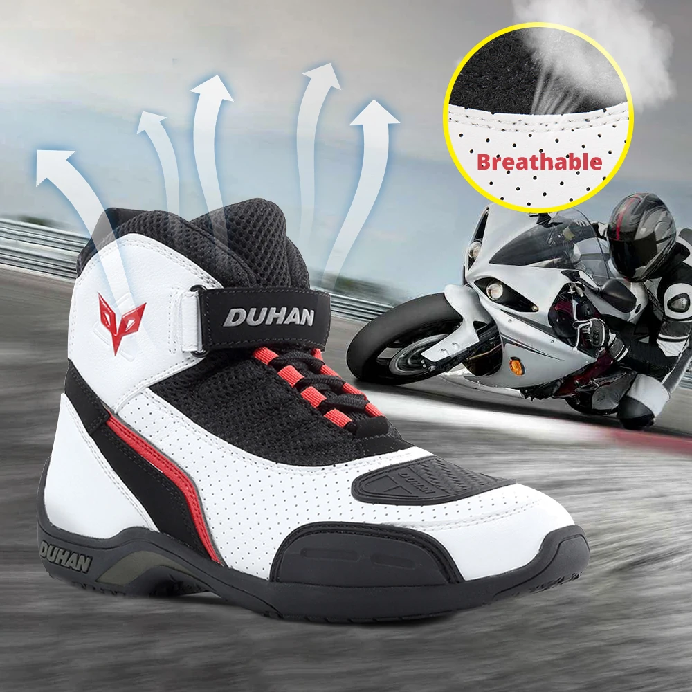 DUHAN Motorcycle Boots Cycling Shoes Men Four Seasons Off-road Motorcycle Boots Motocross Short Boots Summer Breathable Shoes