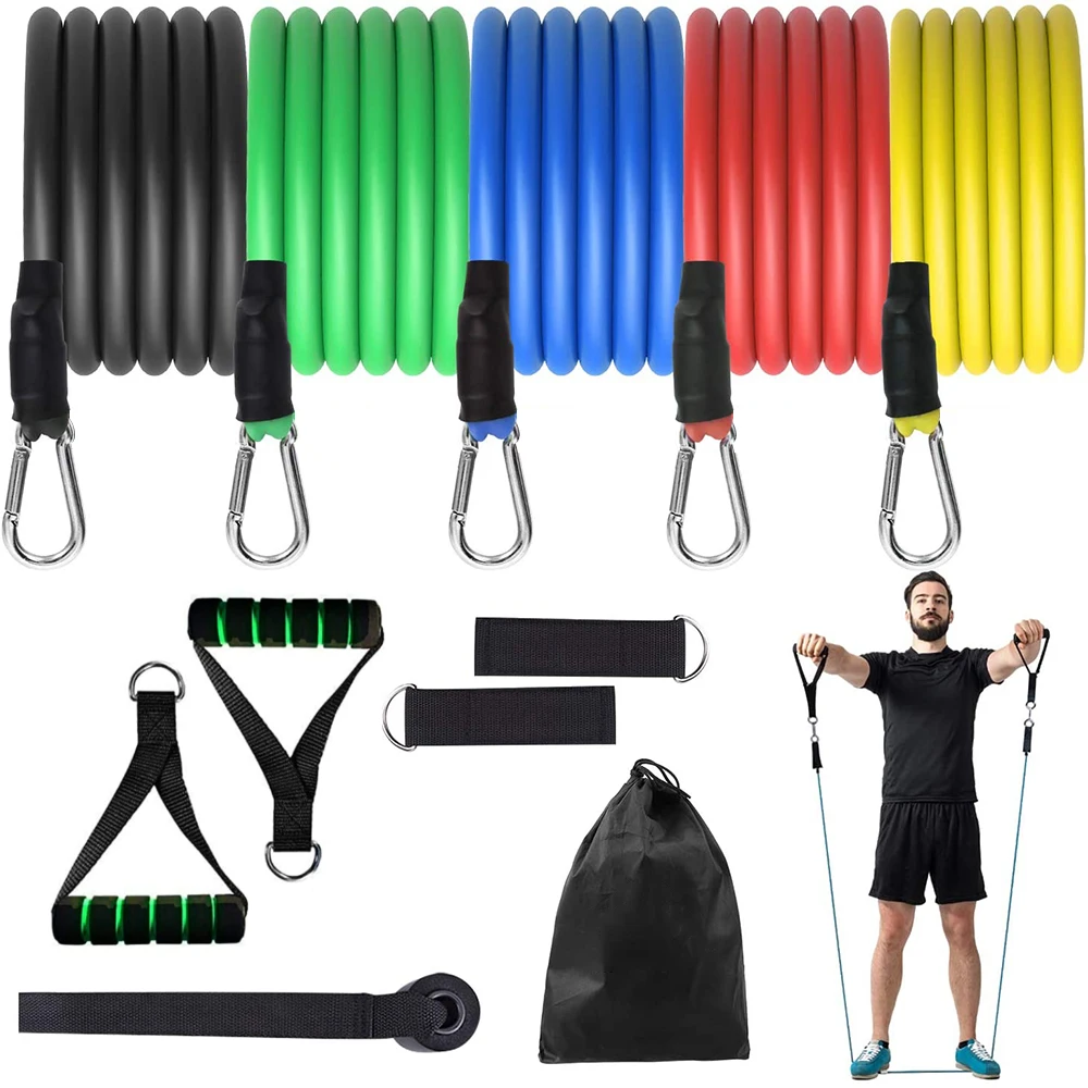 11pc Resistance Band Crossfit Resistance Band Set 11 Piece Pull Rope Fitness Body Building Equipment Fit Equip Training Exercise