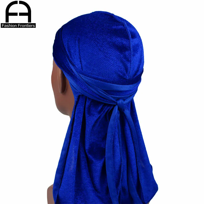 Unisex Men Women Velvet Durag Extra Long Tail Summer Breathable Bandanas Hat Waves Hair Cover Do Du Rags