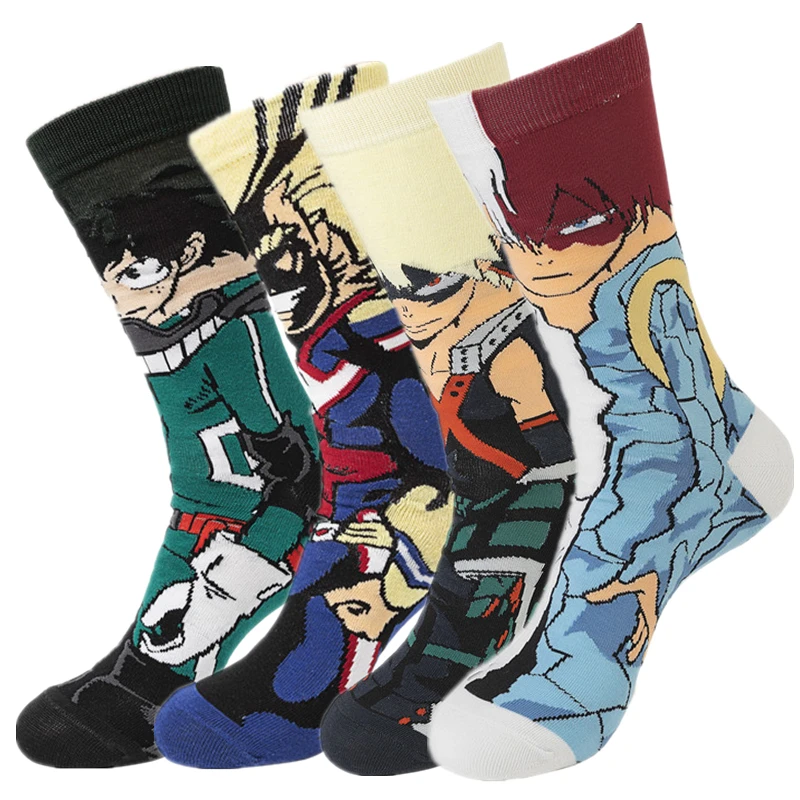 Anime My Hero Academia Izuku Midoriya All Might Bakugou Katsuki Todoroki Shouto Cosplay Character Crew Socks