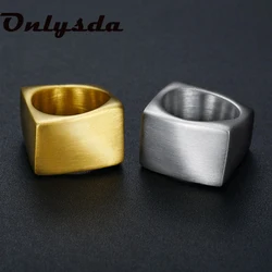 316L Stainless Steel Geometry Gold Ring Vintage Hammer Retro Punk jewelry Finger Man Love Jewelry Couple Gift Wholesale