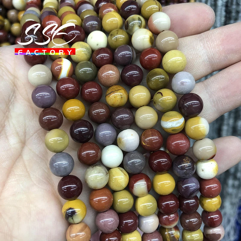 Natural Colorful Mookaite Round Loose Beads Yellow Stone Beads 4 6 8 10 12MM 15\