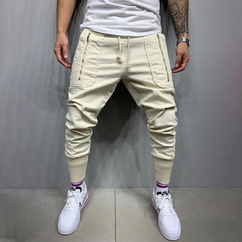 Pantaloni Cargo uomo 2021 Hip Hop Streetwear cotone moda Casual Multi-tasca cerniera pantaloni a matita uomo pantaloni sportivi da jogging verdi