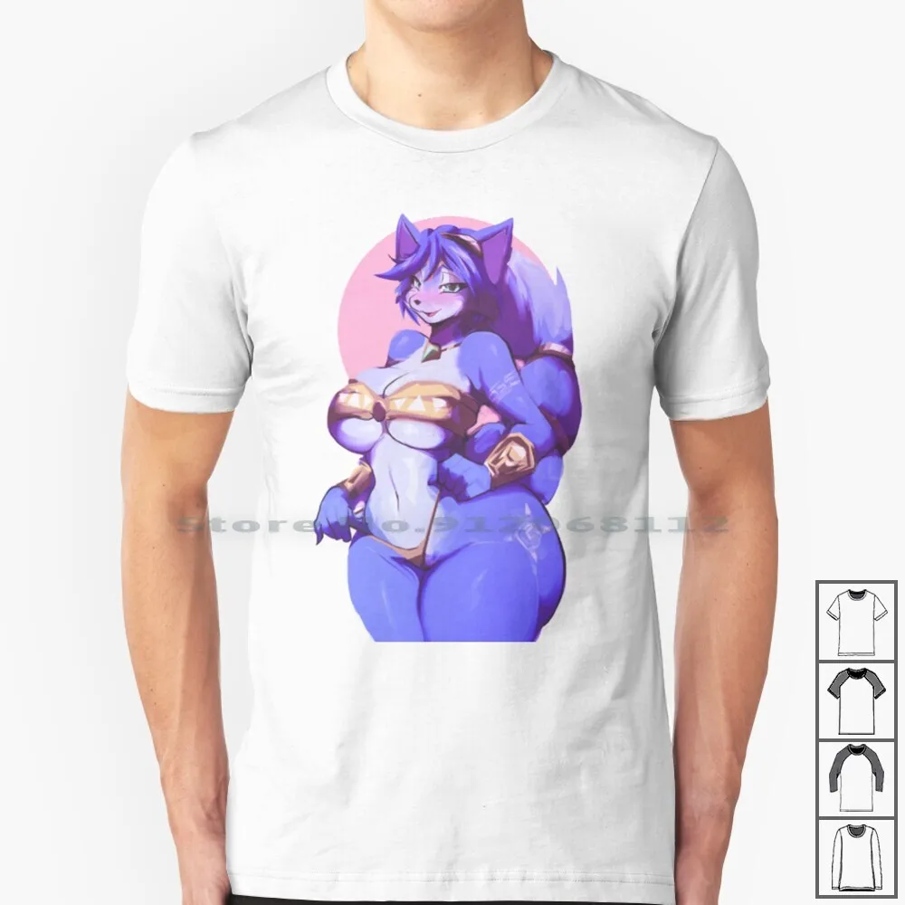 Krystal-The Sultry Vixen 100% Cotton T Shirt Furry Star Fox Krystal Sexy Vixen Barely Sfw Nsfw Thicc Female Lewd Tee Short