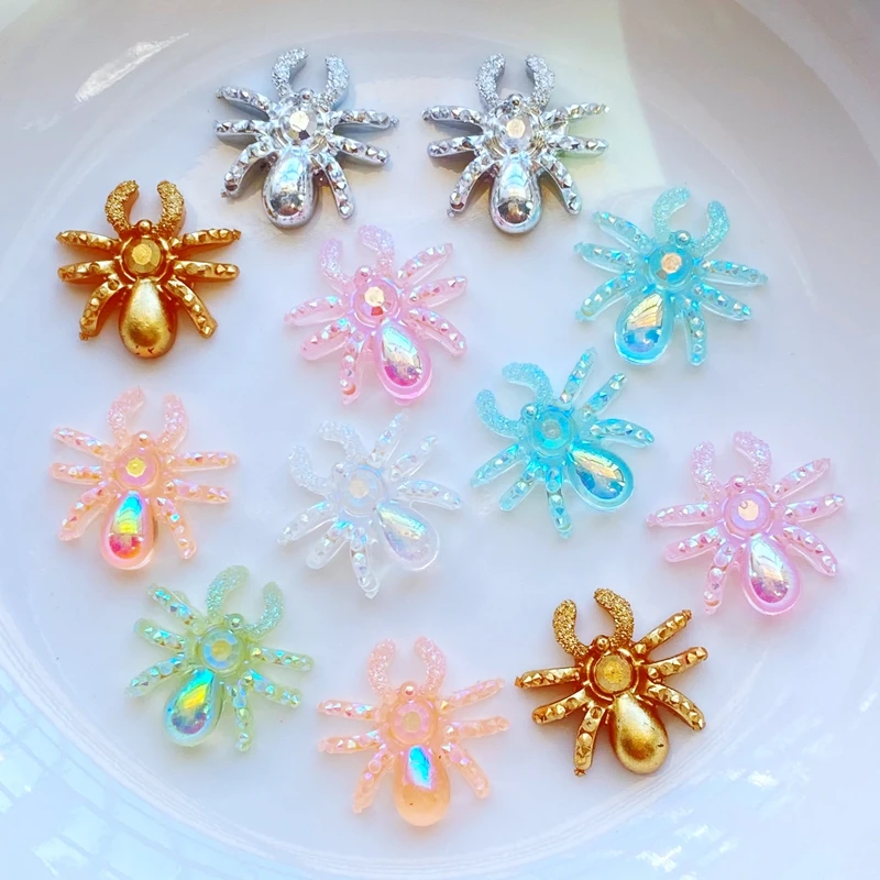 50 pçs nova resina bonito mini pequena aranha plana voltar cabochão scrapbook kawaii diy enfeites acessórios