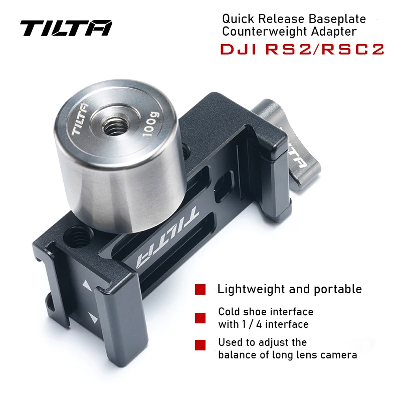 TILTA TGA-BCA Quick Release Baseplate Counterweight Adapter With DJI RS2 RSC 2