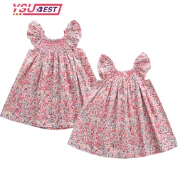 2024 Ins Brand Cotton Summer Linen Clothing European & America Toddler Kids Girl Dress Baby Girls Dresses Princess Girl Clothes