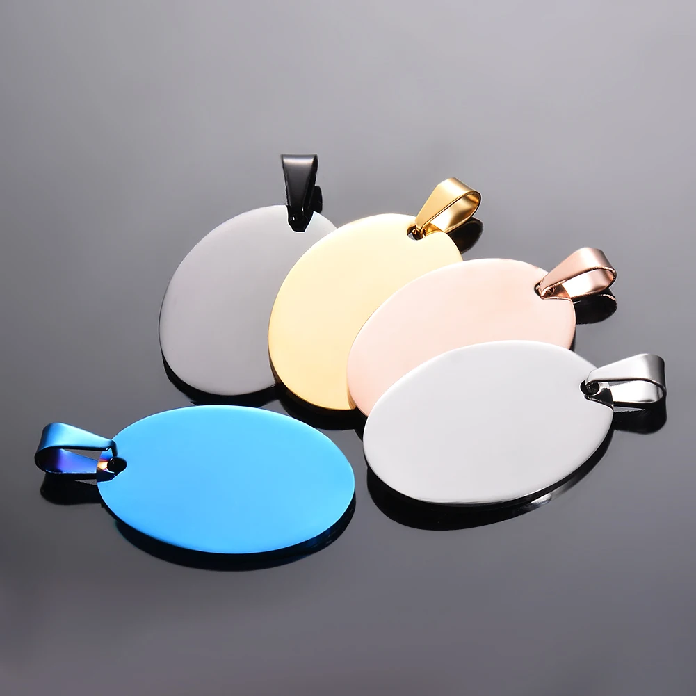 10pcs Wholesale 5 Colors Stainless Steel  Dog Tags Pendant  Oval Shape Necklace Jewelry  Pet ID Dog Tags Collars