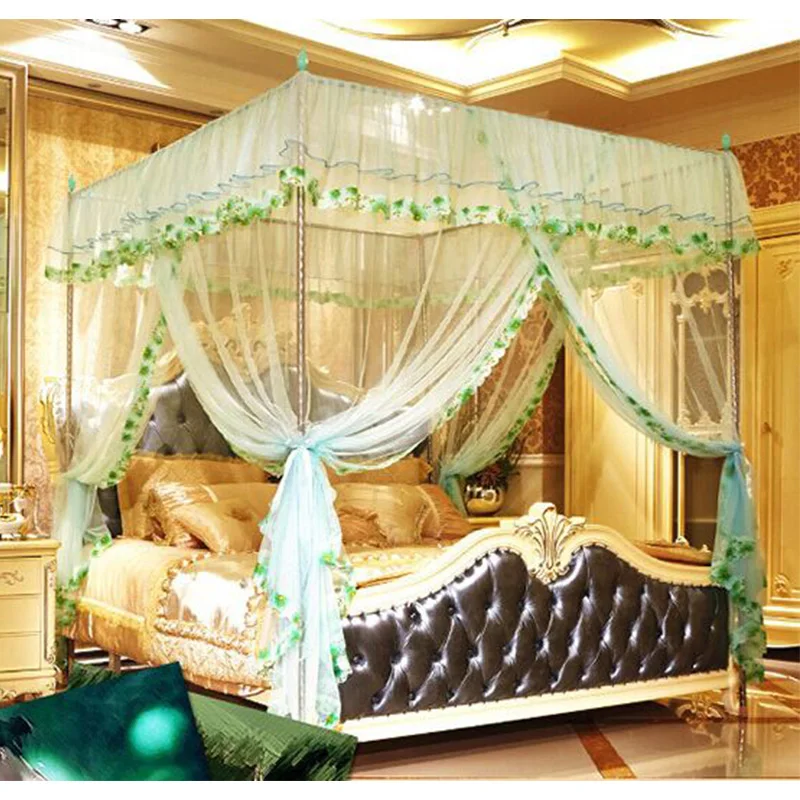 

Luxury Three Open Door Palace Courtyard Mosquito Nets Stainless Steel Stents Landing Bedroom Nets Bed Curtain Mosquito Net