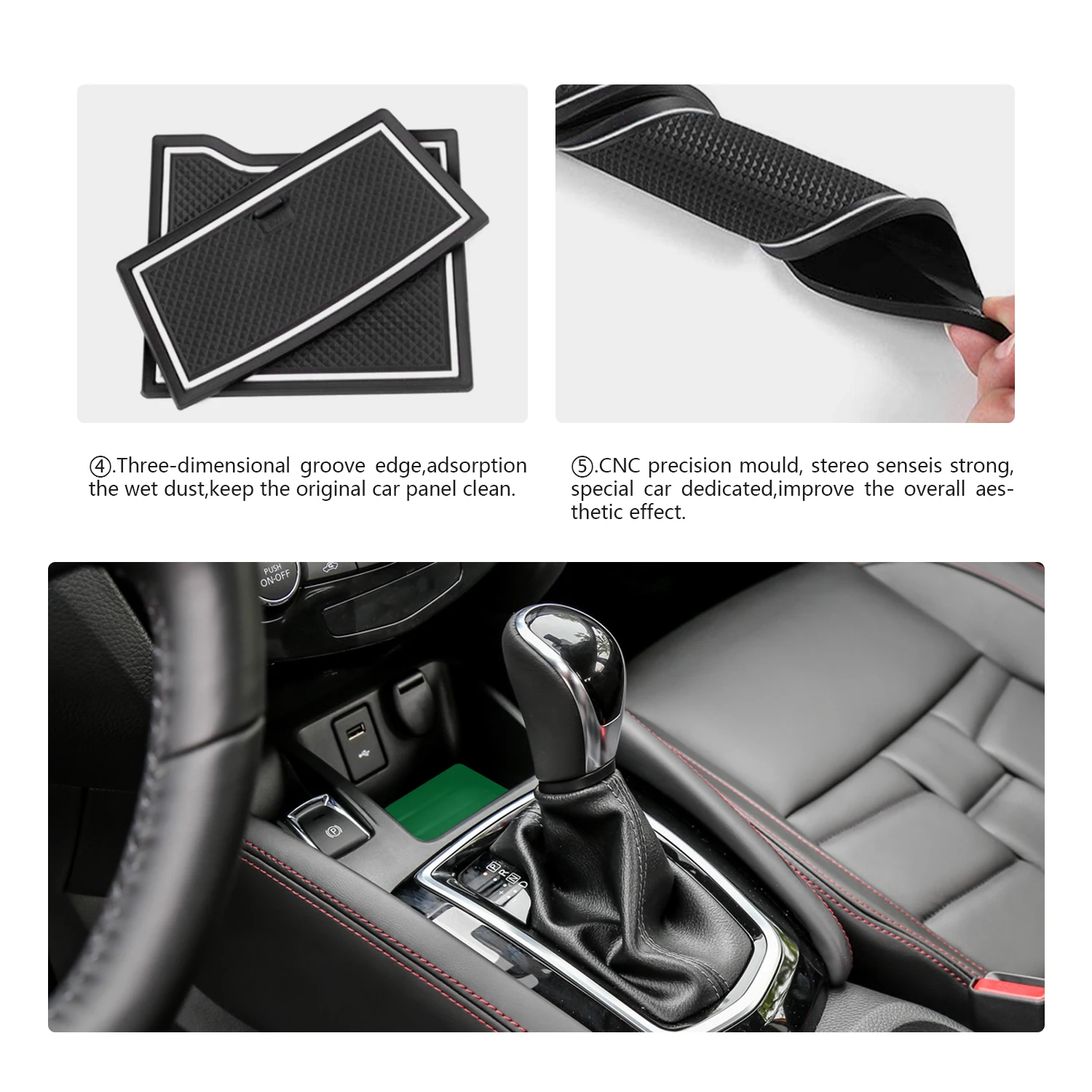 RUIYA for Nissan Qashqai J11 SUV 2019 2020 2021 Car Door Groove Mat Anti-slip Slot Pad Auto Interior Qashqai J11 Accessories