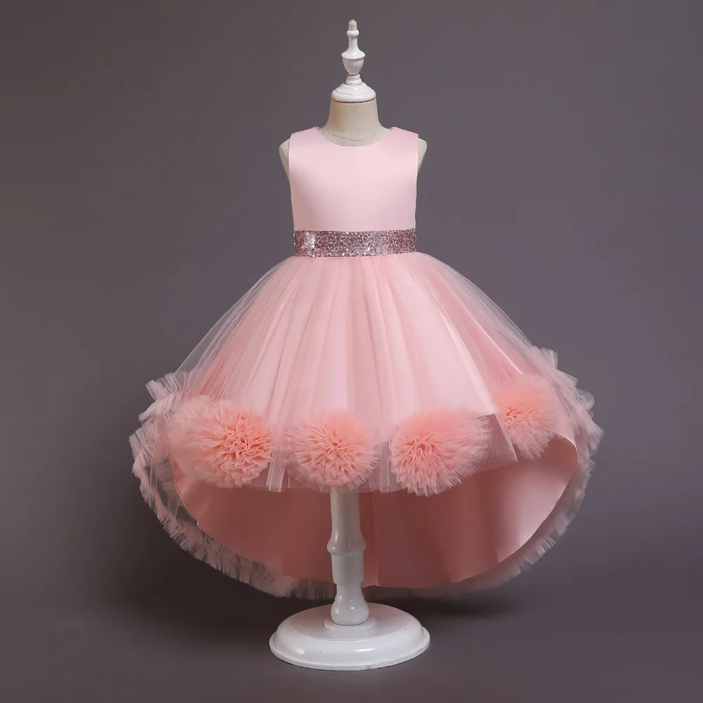 Kids Girl Cake Tutu Flower Dress Children\'s Party Wedding Formal Clothing for Girl Princess First Communion Costume 6 8 10 Years