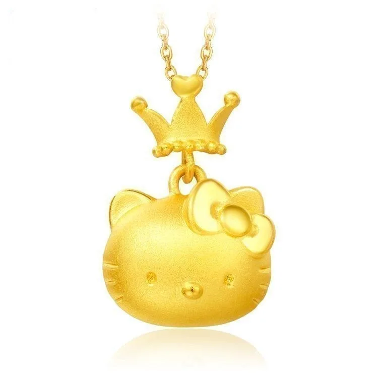 

KT cartoon cat pendant KT cat necklace 3 d gold placer gold OuBi necklace jewelry wholesale