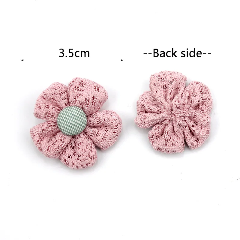 10Pcs 3.5cm Handmade Lace Fabric Flowers Padded Appliques For Crafts Baby\'s Headwear Hairpin Decor Ornaments Accessories