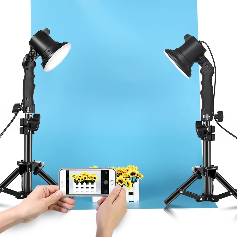 SH Portable Handheld Photography Light 12W LED Lamp Bulb Table Lighting Box With 37CM Light Tripod Stand For Phone Photo Studio