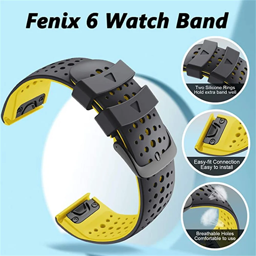 ANBEST Silicone Watch Band 22mm Width  Replacement Strap for Fenix 6 5 5 Plus 6 Pro Band for Forerunner 935 945