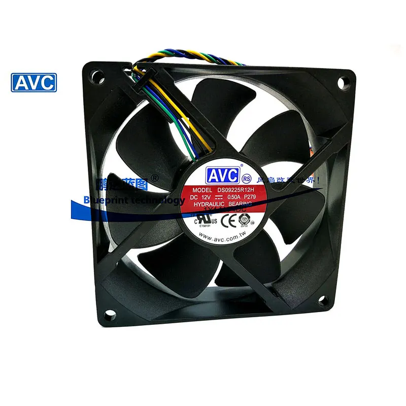 Original AVC 9025 92MM 90MM 12V 0.5A Cooing Fan 90*90*25mm 92*92*25mmFan For CPU Cooling fan DS09225R12H with PWM 4pin