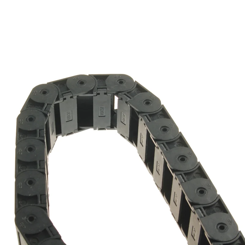 2PCS R38 18*37mm Cable Drag Chain Plastic Semi Closed Black  Nylon 1M 1000mm 40" R38 Wire Carrier For CNC Router Machine Tools