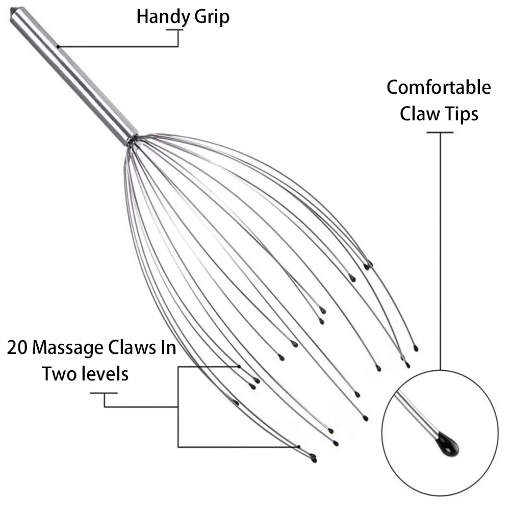 Cabeça relaxar massageador cura alívio corpo massageador couro cabeludo relaxar spa dor de cabeça metal circulação sangue relaxar massageador