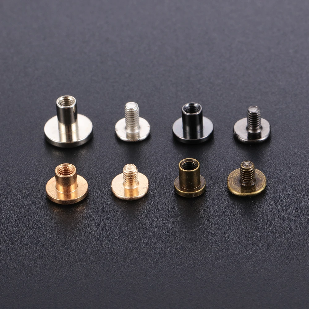 20Pcs(10Sets) Leather Craft Solid Nail Bolt Bookkeeping Round Head Screws Strap Rivets Screw for Luggage Craft Clothes/Bag/Shoes