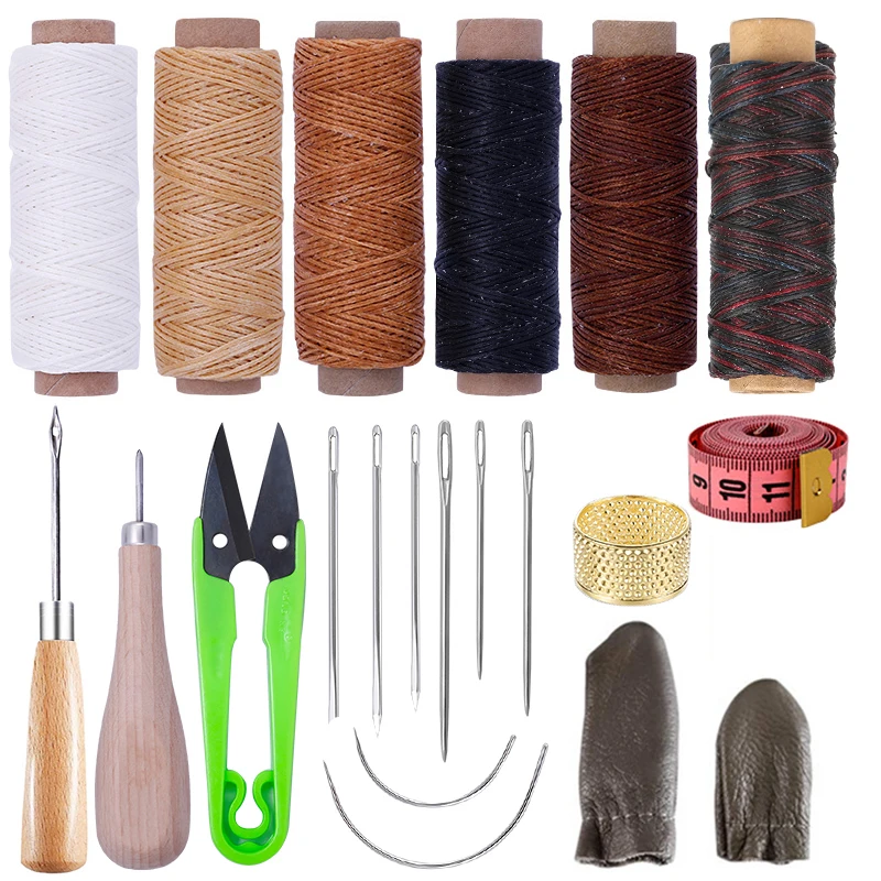 

LMDZ Leather Waxed Thread Sewing Kits Hand Sewing Needles with Leather Craft for Leather Canvas DIY Sewing Accessories