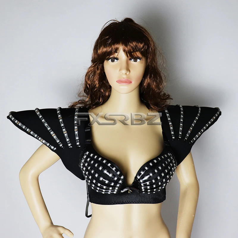 New LED Bra Colorful Shoulder Dance Light-up Costumes Suit Luminous Vest Ballroom Dancing DJ Disco Party Performances