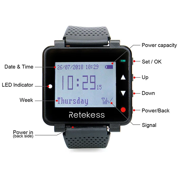 Retekess T128 Restaurant Pager Drahtlose Kellnerrufsystem 2 Uhr Empfänger + 10 stücke T117 Ruftaste Für Cafe Klinik – Detail 19
