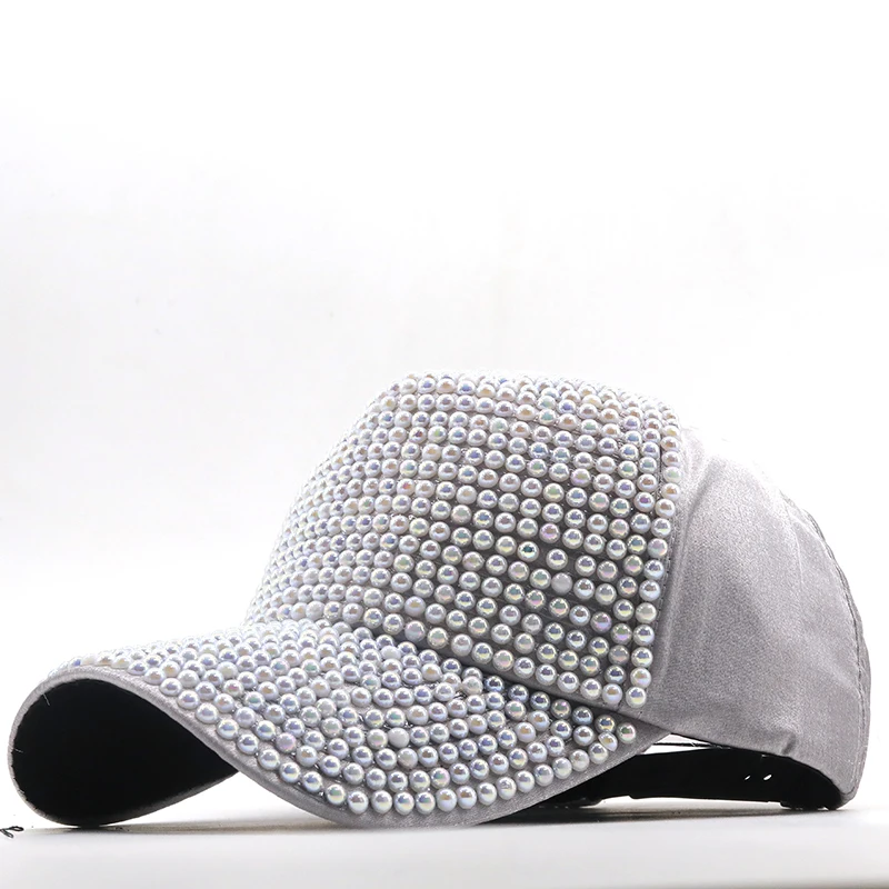 Rhinestones luxury pearl Sequins Baseball Cap For Women Party Hat Girl Autumn Winter Snapback Hip hop hat Gorras Casquette Bones