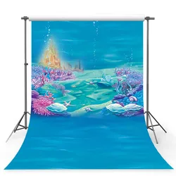 Little Mermaid Under Sea Bed Caslte Corals Ariel Princess Photography Backdrop Baby Party Birthday Photo Background