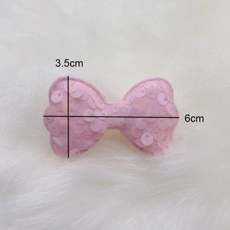 42 Stück/Set, 6 x 3,5 cm, glitzernde Pailletten-Schleifen, gepolsterte Applikationen zum Selbermachen von Haarreif-Accessoires und für Bastelarbeiten, Nähzubehör für Kleidung. – Detail 7