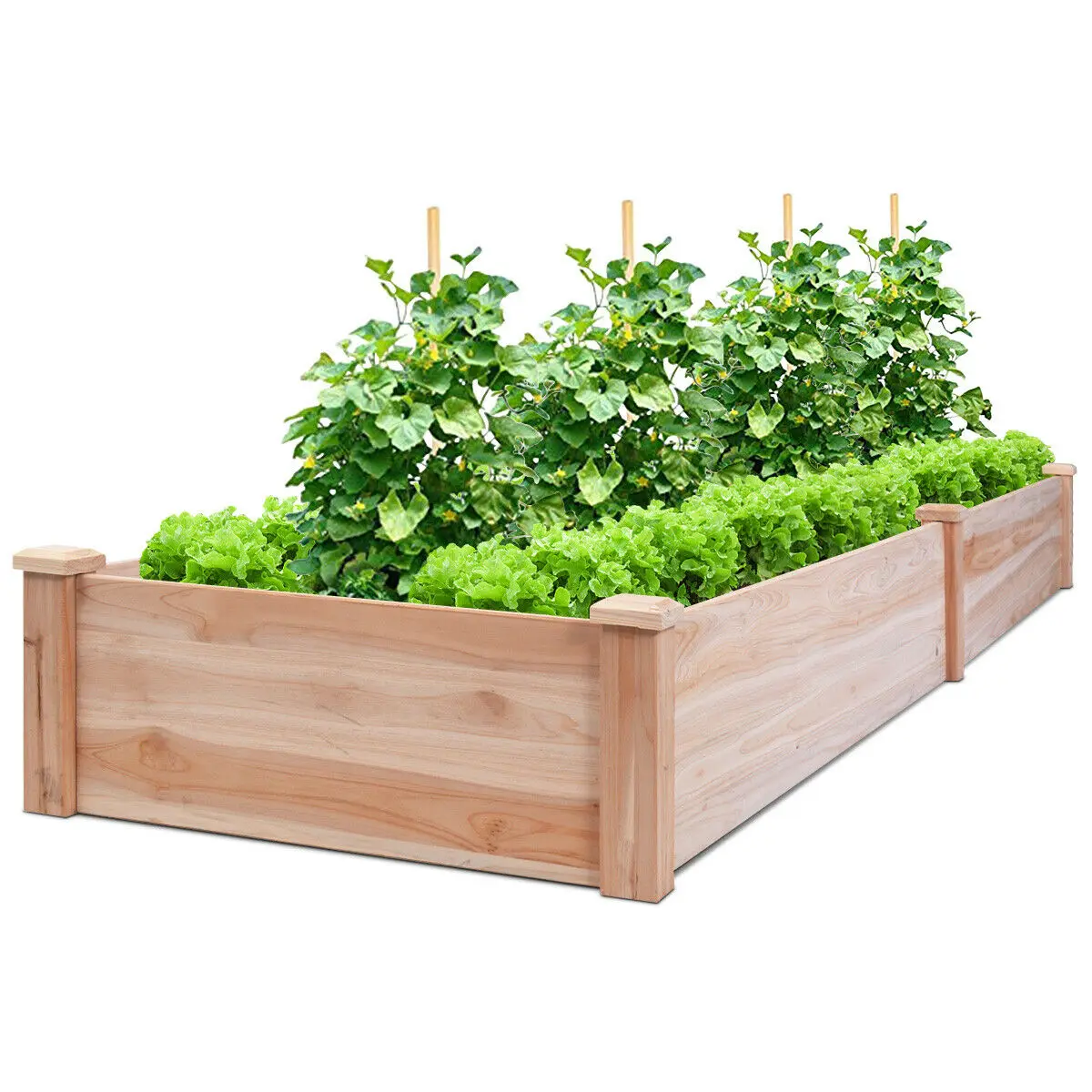 

Costway Wooden Vegetable Raised Garden Bed Backyard Patio Grow Flowers Plants Planter