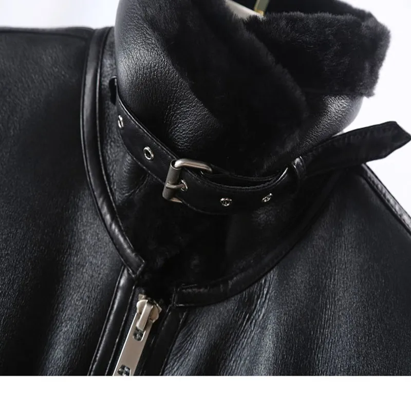 Abrigo de piel auténtica para mujer, Chaqueta larga de piel de oveja Merina Natural, ropa de calle gruesa y cálida, invierno, 2022