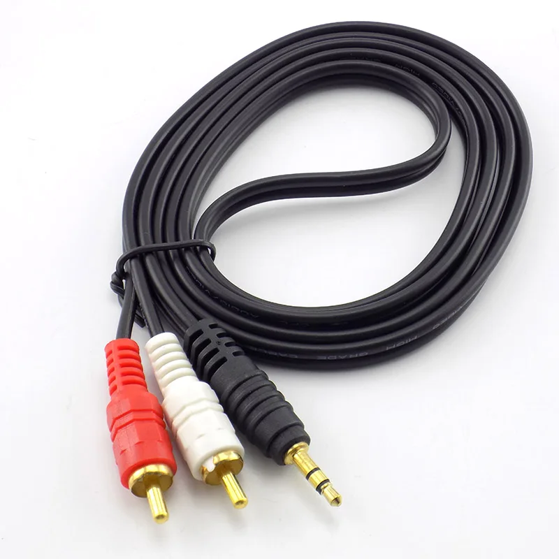 3.5mm Plug Jack Connector to 2 RCA Male Music Stereo Audio Adapter Cable Audio AUX Line for Mp3 Phones TV Sound Speakers L19