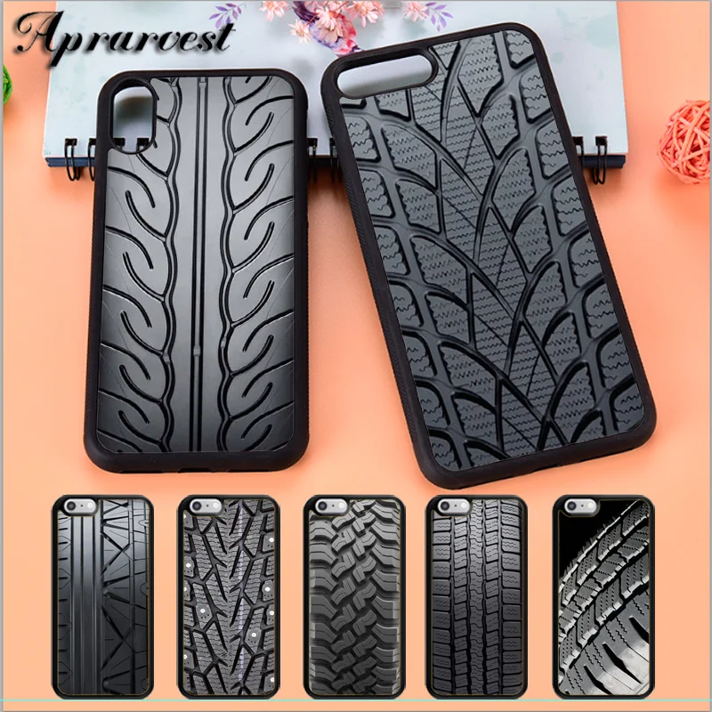 Aprarvest Black Tire Tyre Tread Texture Phone Case Cover For iPhone 5 5S SE 6 6S 7 8 PLUS X XS XR MAX 11 PRO