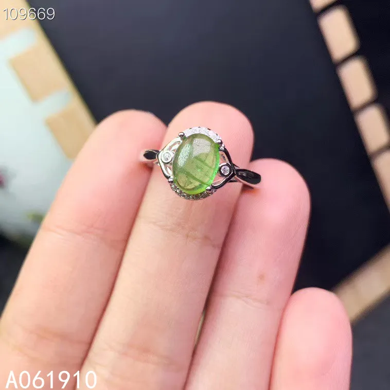 

KJJEAXCMY fine jewelry 925 sterling silver inlaid Natural green Tourmaline ring female support detection popular