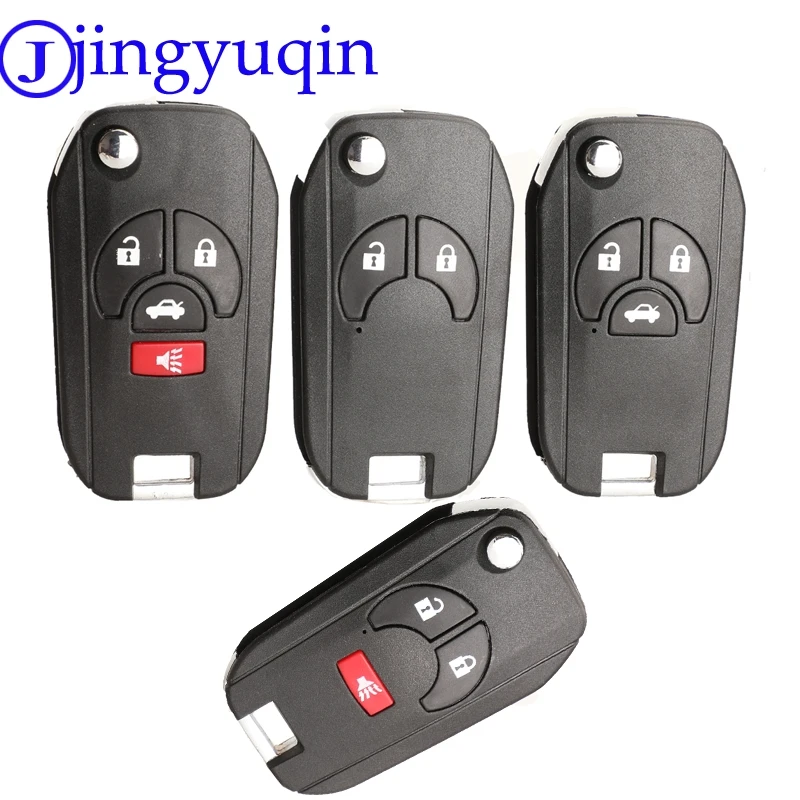 

jingyuqin 10pcs 2/3/4 Buttons For Nissan Altima Maxima Sentra Versa Uncut Blank Remote Flip Folding Car Key Shell Case Fob