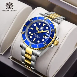 TUEDIX DESIGN Automatic Watches Men NH35 Movement Sapphire Crystal Solid Steel Mechanical Business Clock Sports Waterproof 100M