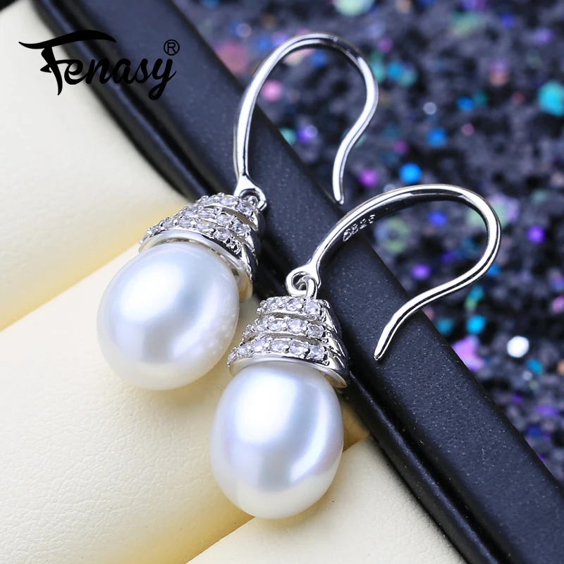 FENASY 925 Sterling Silver Earrings Natural Freshwater Pearl Earrings For Women Fashion Evening Party Wedding Fine Jewelry