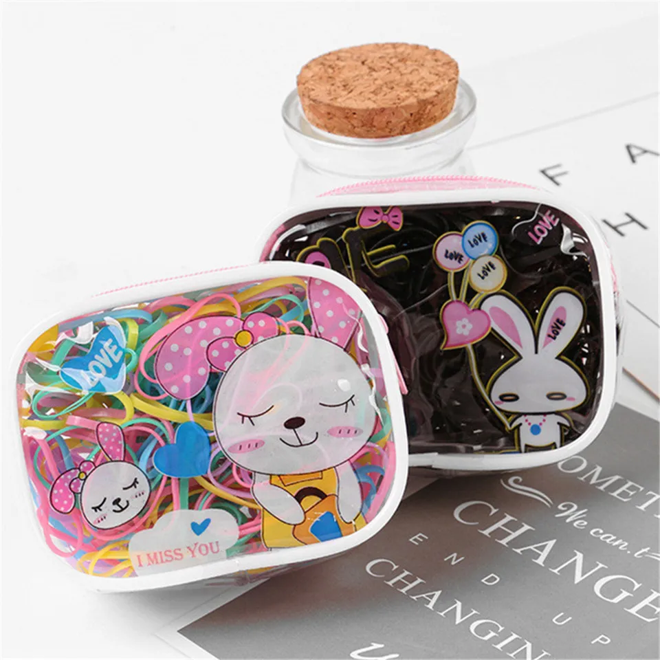 Disposable Children Hair Bands Girls Cute Canned High Elastic Colorful Rubber Ropes Kid Fashion Ponytail Holder Hair Accessories