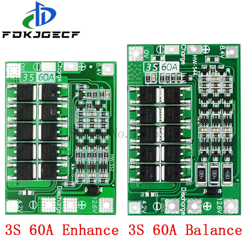 3S/4S 40A 60A Li-ion Lithium Battery Charger Protection Board 18650 BMS For Drill Motor 11.1V 12.6V/14.8V 16.8V Enhance/Balance